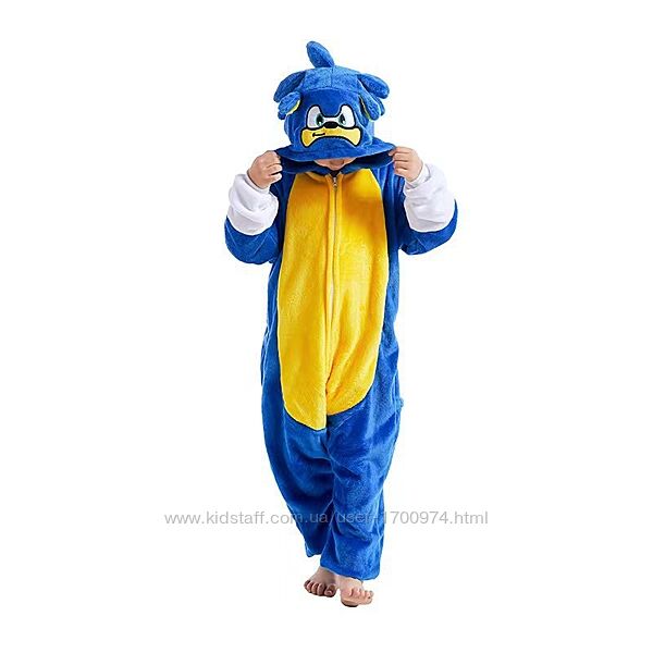 Кігурумі Сонік Дитячий Підлітковий Кигуруми Соник Sonic Пижама Піжама Синя