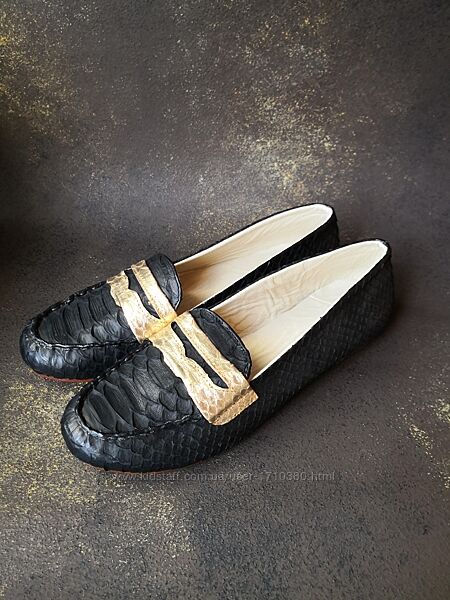 Sale-50. Классные мокасины из кожи питона 2 цветов,  на узкую ножку.