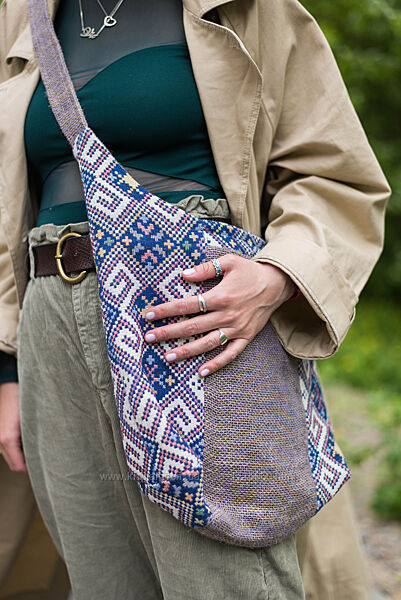 Жіноча сумка з натурального текстилю МАВКА ручної роботи в етно стилі.