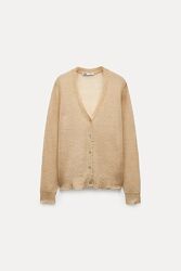 Вязаный кардиган из смеси шерсти и альпаки zara, p s-m