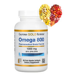 California Gold Nutrition, Омега 800, рыбий жир, omega, 90 капсул