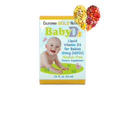 California Gold Nutrition, Витамин D3 для детей, Д3, д3,400 МЕ, капли,10 мл