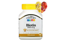 21st Century, Биотин, биотин, 5000 мкг, biotin, 110 капсул