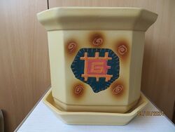 Напольний квадратний керамічний горщик з піддоном