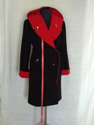 Женское демисезонное пальто, с капюшоном, черного цвета, 46-48 р.