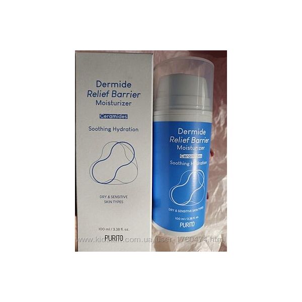 воложуючий барєрний крем для обличчя purito dermide relief barrier moisturi