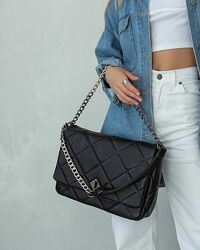 Жіноча сумка чорна сумка стьобана сумка чорна сумочка бежева сумка шанель