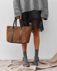 Жіноча сумка коричнева сумка тедді сумка пухнаста сумка зимова сумка тоут