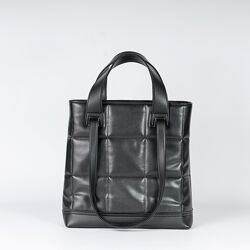 Жіноча сумка з двома ручками чорна сумка чорний шопер шоппер стьобана сумка