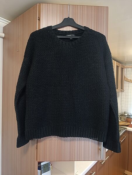 Теплий зимовий в&acuteязаний шерстяний чорний светр светер світер mango xs-s