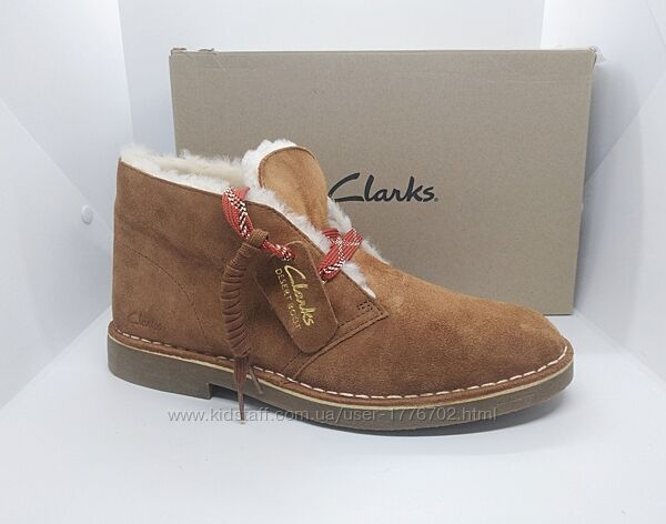 зимние кожаные ботинки Clarks натуральный мех оригинал