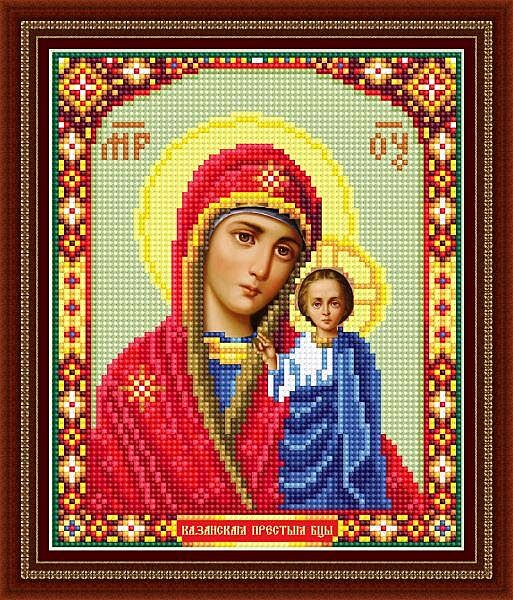 Алмазная вышивка  Икона Богородица Казанская религия бог образ полная выкла