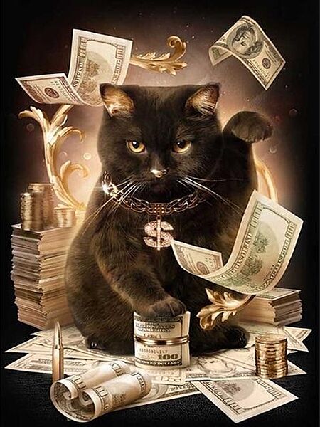Набор алмазной мозаики вышивки Денежный кот черный кошка Миллионер полная выкладка 5d наборы 30х40 см
