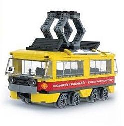Конструктор пластиковый Трамвай Городской транспорт Электричка поезд Lego 182 деталей iBlock Lego 22166 см