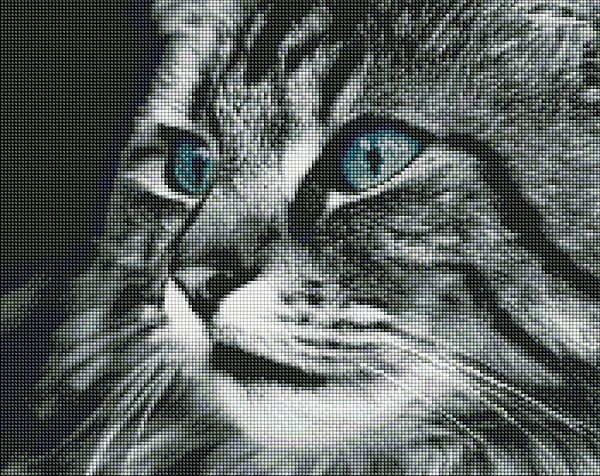 Набор Алмазная мозаика вышивка Изумрудные глаза Черный кот кошка на подрамнике полная выкладка 5d 40х50 см