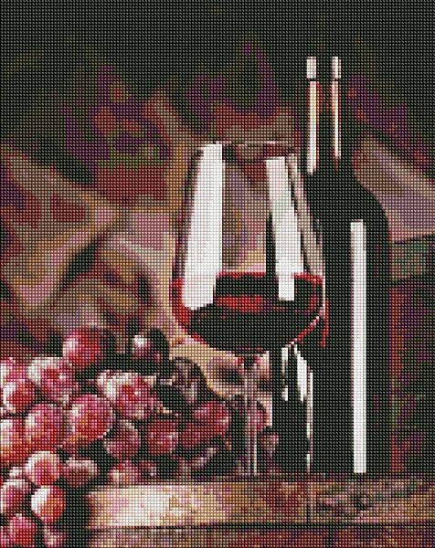 Набор Алмазная мозаика вышивка Натюрморт с бокалом красного вина Винный погреб на подрамнике полная 5d 40х50