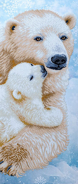 Набор для вышивки бисером Белые медведи, снег, холод, пара, частичная выкладка, Чехия, 32x75 см