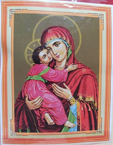 Набор для вышивки крестиком Владимирская икона Божией Матери мулине 71х54 см канва 11