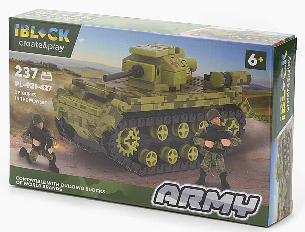 Конструктор пластиковый Армия Военная техника Танк Т-34 Lego 237 деталей iBlock Lego 23х4,5х14 см