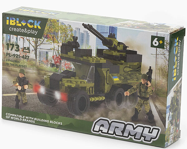Конструктор пластиковый Бронированная машина Тигр ПВО против Шахедов Lego 173 деталей iBlock Lego 23х4,5х14 см