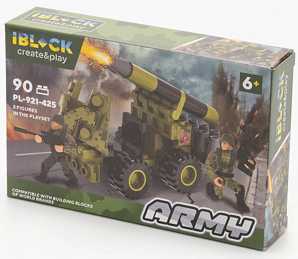 Конструктор пластиковый Гаубица мобильные группы ПВО против Шахедов Lego 90 деталей iBlock Lego 22х4,5х14 см