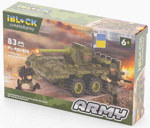 Конструктор пластиковый Армия Военная техника Танк Lego 83 деталей iBlock Lego 22х4,5х14 см