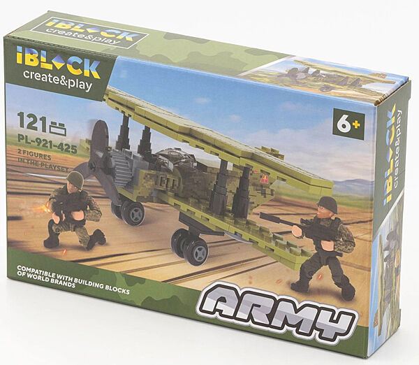 Конструктор пластиковый Армия Военная техника Самолёт Lego 121 деталей iBlock Lego 22х4,5х14 см