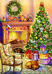 Набор Алмазная мозаика вышивка Праздничный вечер новый год Новогоднее настроение на подрамнике полная 30х40