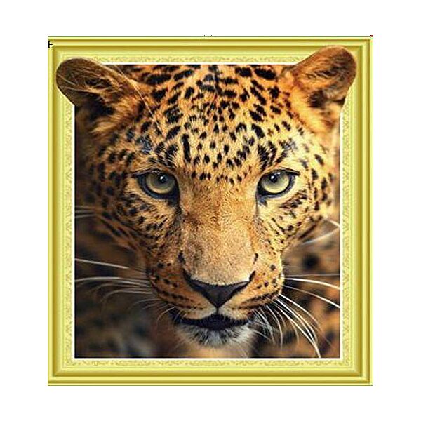 Набор Алмазная мозаика вышивка Взгляд ягуара на подрамнике полная 5d 40х50