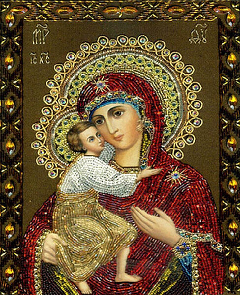Набор алмазной вышивки Владимирская Икона Божией Матери полная выкладка, , мозаика 5d, 30х40 см