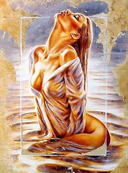 Алмазная вышивка Сексуальная девушка купается романтичная, полная выкладка , мозаика 5d, наборы 45х55 см