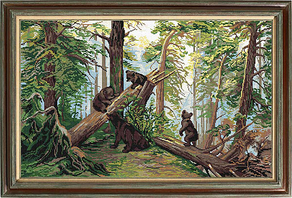 Набор для вышивки крестиком Утро в сосновом лесу три медведя Иван Шишкин Страмин Zweigart Madeira 50х80 см