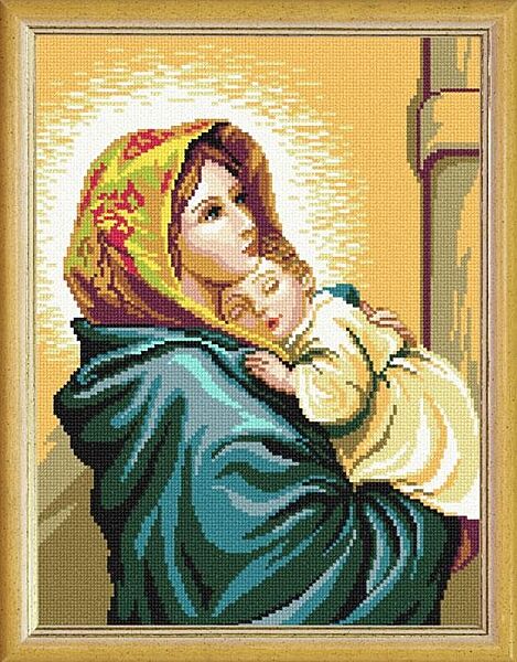 Набор для вышивки крестиком Дева Мария с младенцем Zweigart Madeira мулине 30х40 см