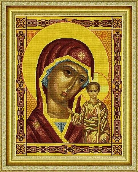 Набор для вышивки крестиком Образ Казанской Божьей Матери Zweigart Madeira мулине нитки 31х39 см