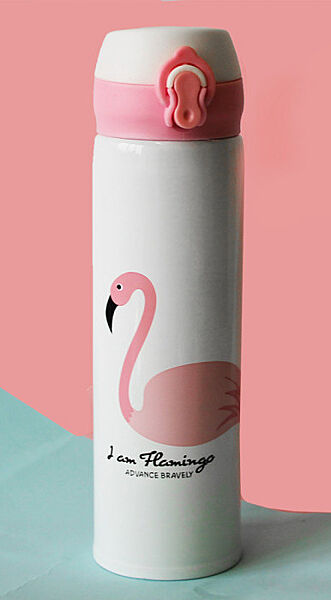 Термос-бутылка 500 мл металлический Фламинго вакуумная термокружка для кофе и чая термос
