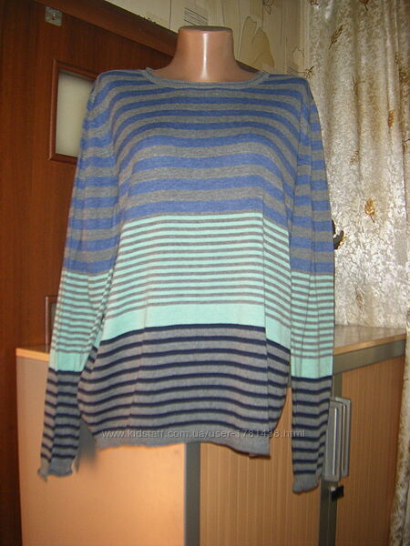 Джемпер хлопковый в полоску, размер 48 - 14 - М