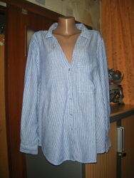 Трендовая рубашка в полоску, в составе лен, размер XL - 20 - 54