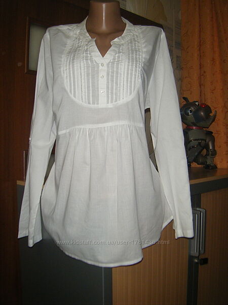 Шикарная белая хлопковая блуза с вышивкой и пояском, размер L - 16 - 50
