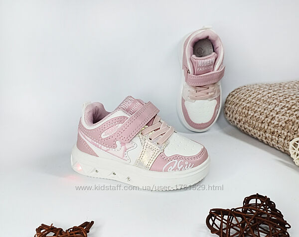 Дитячі кеди кросівки для дівчинки 23 рожеві білі