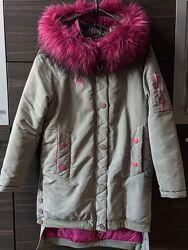 Зимняя куртка для девочки X-Woyz DT-8278-12 Серая с розовым 146-152 см