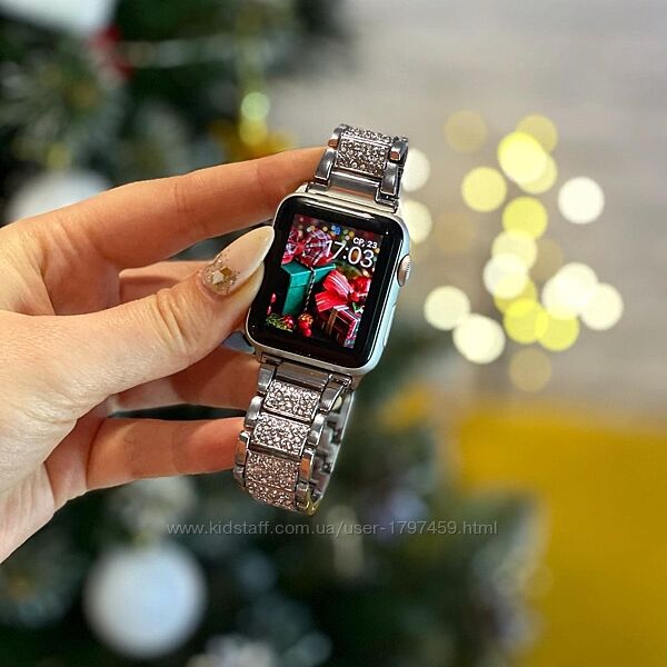 Ремінець металічний з камінням Swarovski для Apple watch