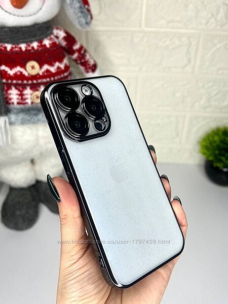 Чохол акриловий з блискітками та захистом камери для iPhone