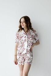 Піжама сорочка/шорти Nika Li Sakura Flowers P6-2500-01 Софт 2 розміри
