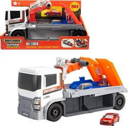 Вантажівка евакуатор з причепом Matchbox Toy Car & Playset та машинкою