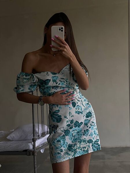 скл.13 м409 жіночна сукня з принтом-натуральний льон