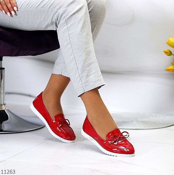 01 розпродаж -жіночі мокасини-екошкіра глянець