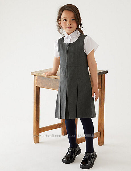 Шкільний сарафан сукня з спідницею в складку на блискавці Marks & Spencer