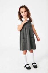 Next сірий трикотажний шкільний сарафан сукня з кишенями