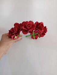 Обруч віночок новий червоні глітерні троянди до вишиванки