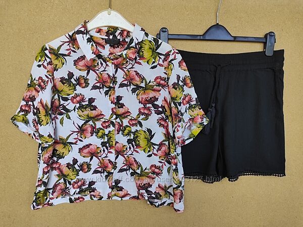 Лёгкая летняя блуза жатка Topshop Англия р. UK 12